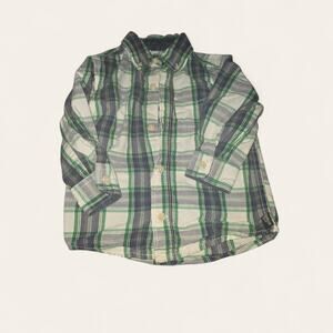 Oshkosh Green Plaid Button Down Shirt Size 24 Months